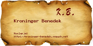 Kroninger Benedek névjegykártya